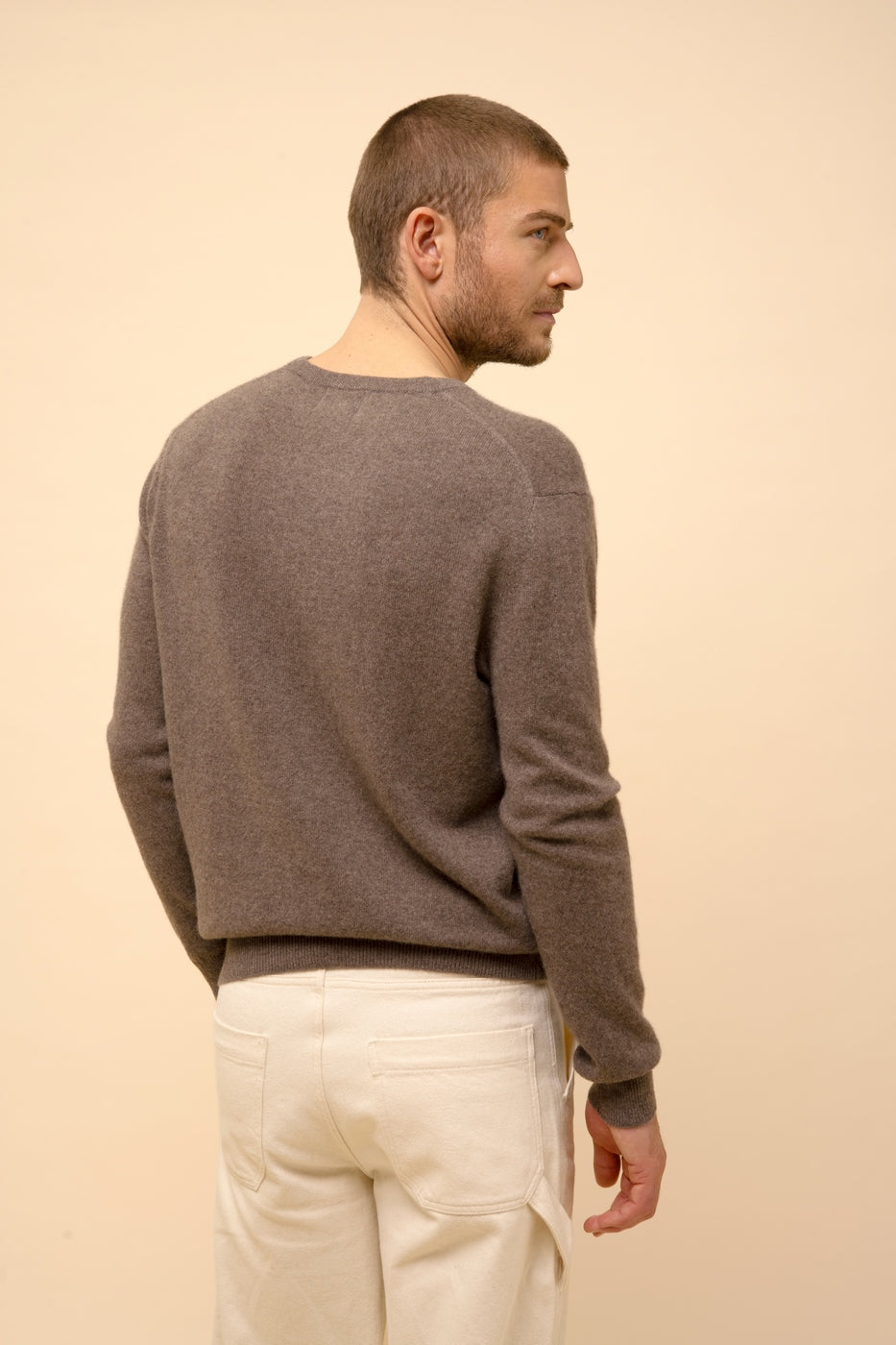 Pull Col V  - Walt - Taupe Chiné