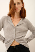 Just Cashmere - Crew-Neck Cardigan - Katharine - Mottled Cloud