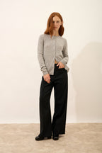 Just Cashmere - Crew-Neck Cardigan - Katharine - Mottled Cloud