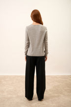 Just Cashmere - Crew-Neck Cardigan - Katharine - Mottled Cloud