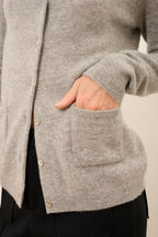 Just Cashmere - Crew-Neck Cardigan - Katharine - Mottled Cloud