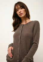 Cardigan Col Rond Katharine - 100% Cachemire 2 Fils - Taupe Chiné - Femme