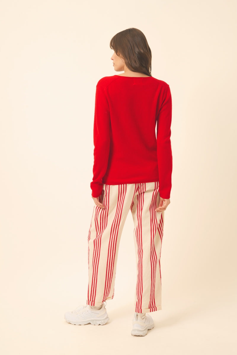 Cardigan Col V - Norma - Rouge