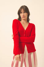 Cardigan Col V - Norma - Rouge