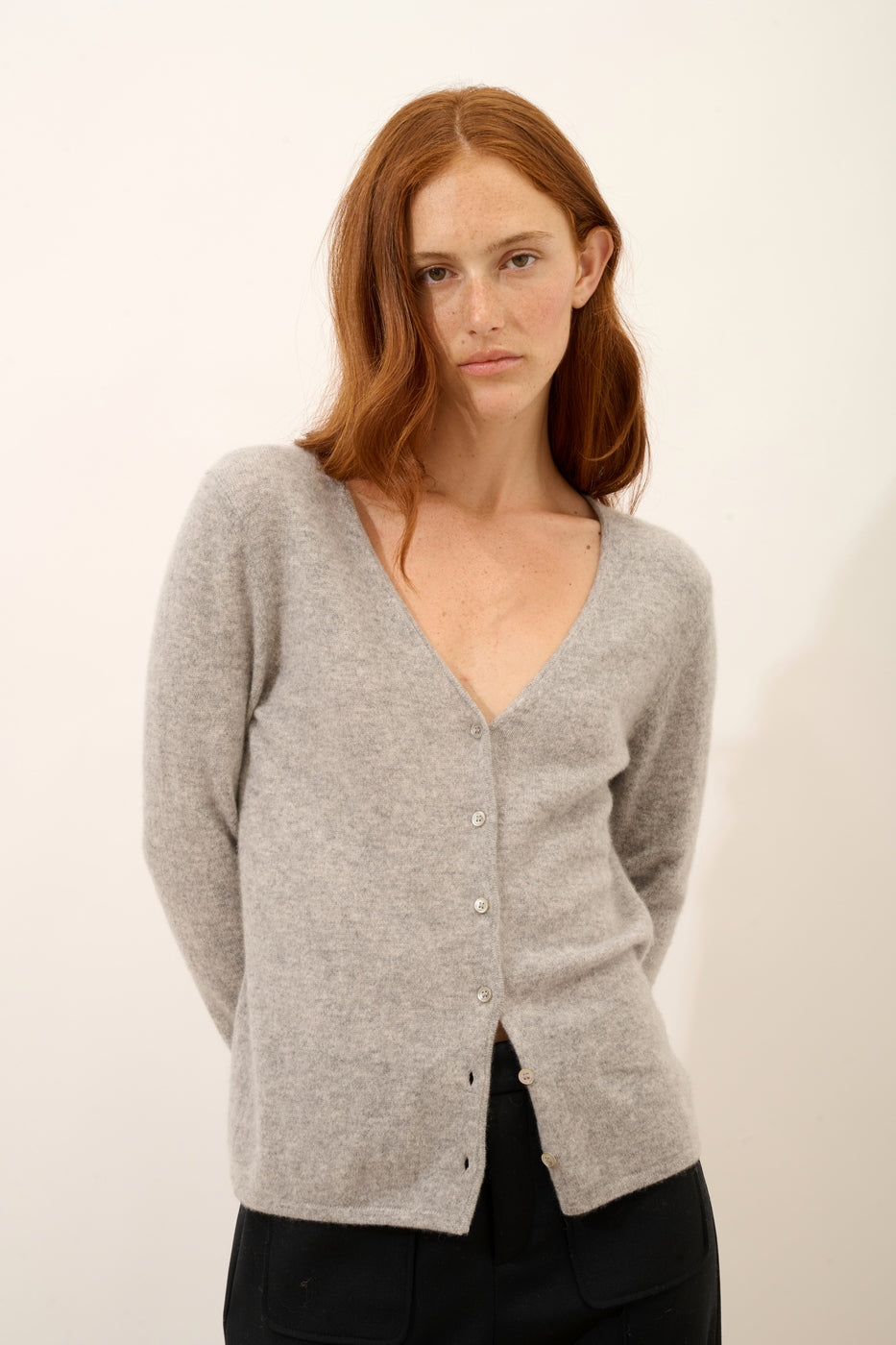 V-Neck Cardigan - Norma - Mottled Cloud