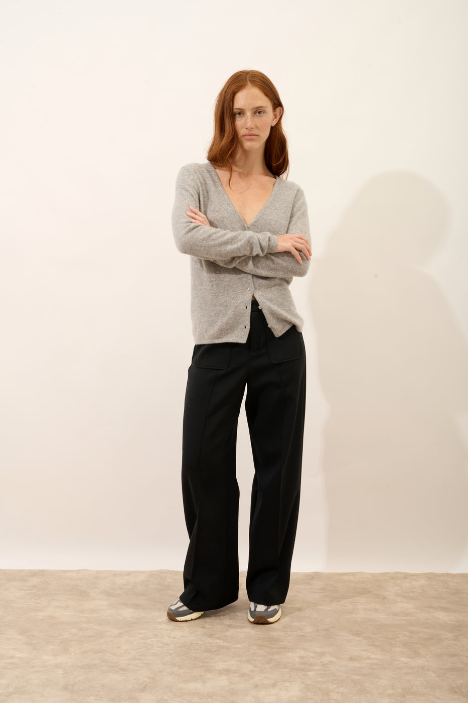V-Neck Cardigan - Norma - Mottled Cloud