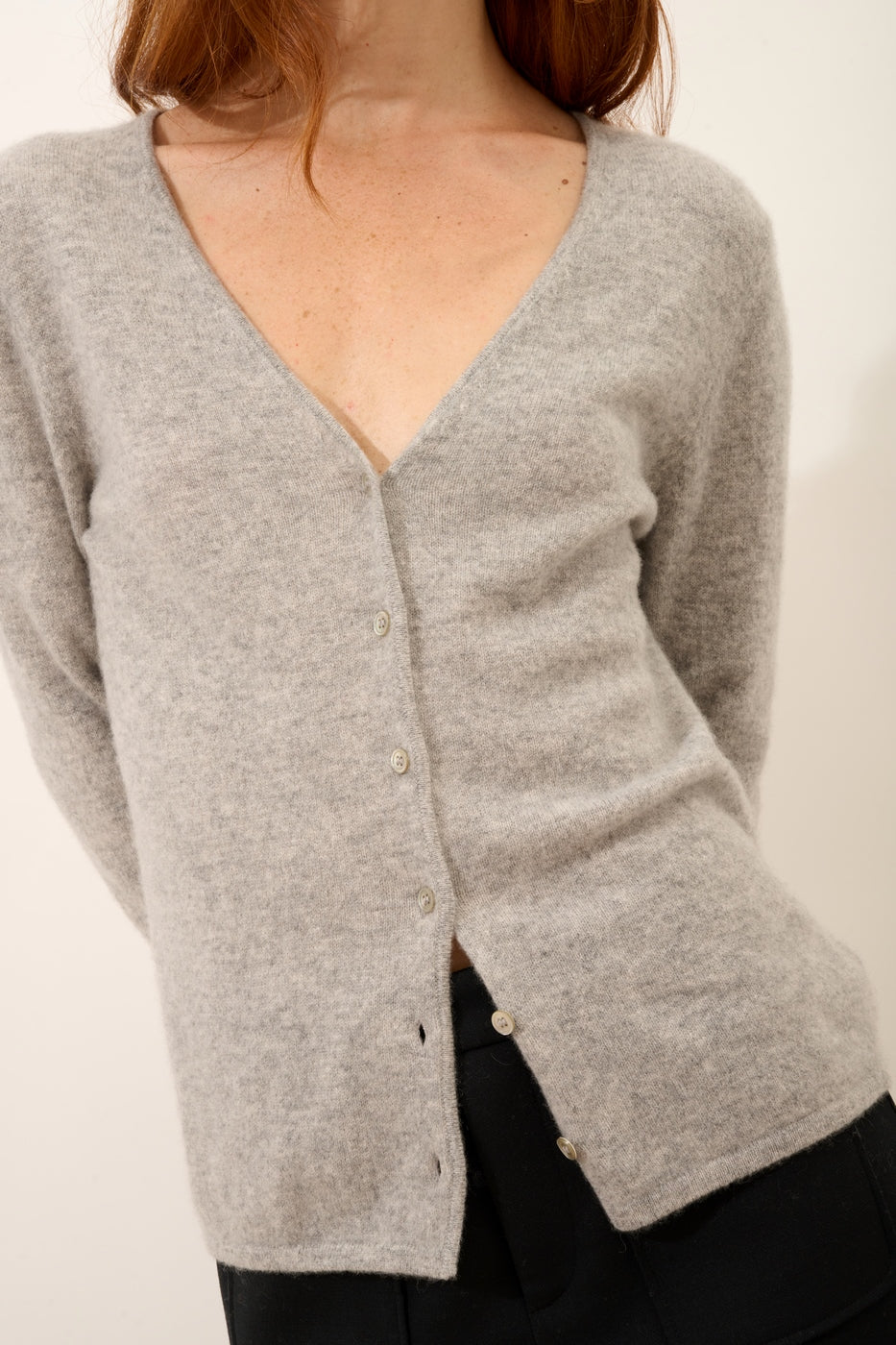 V-Neck Cardigan - Norma - Mottled Cloud