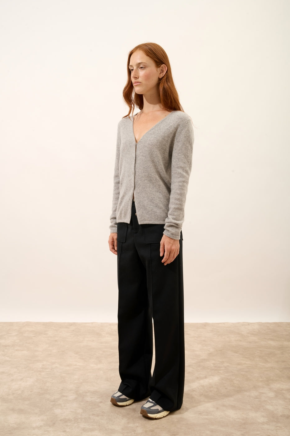 V-Neck Cardigan - Norma - Mottled Cloud