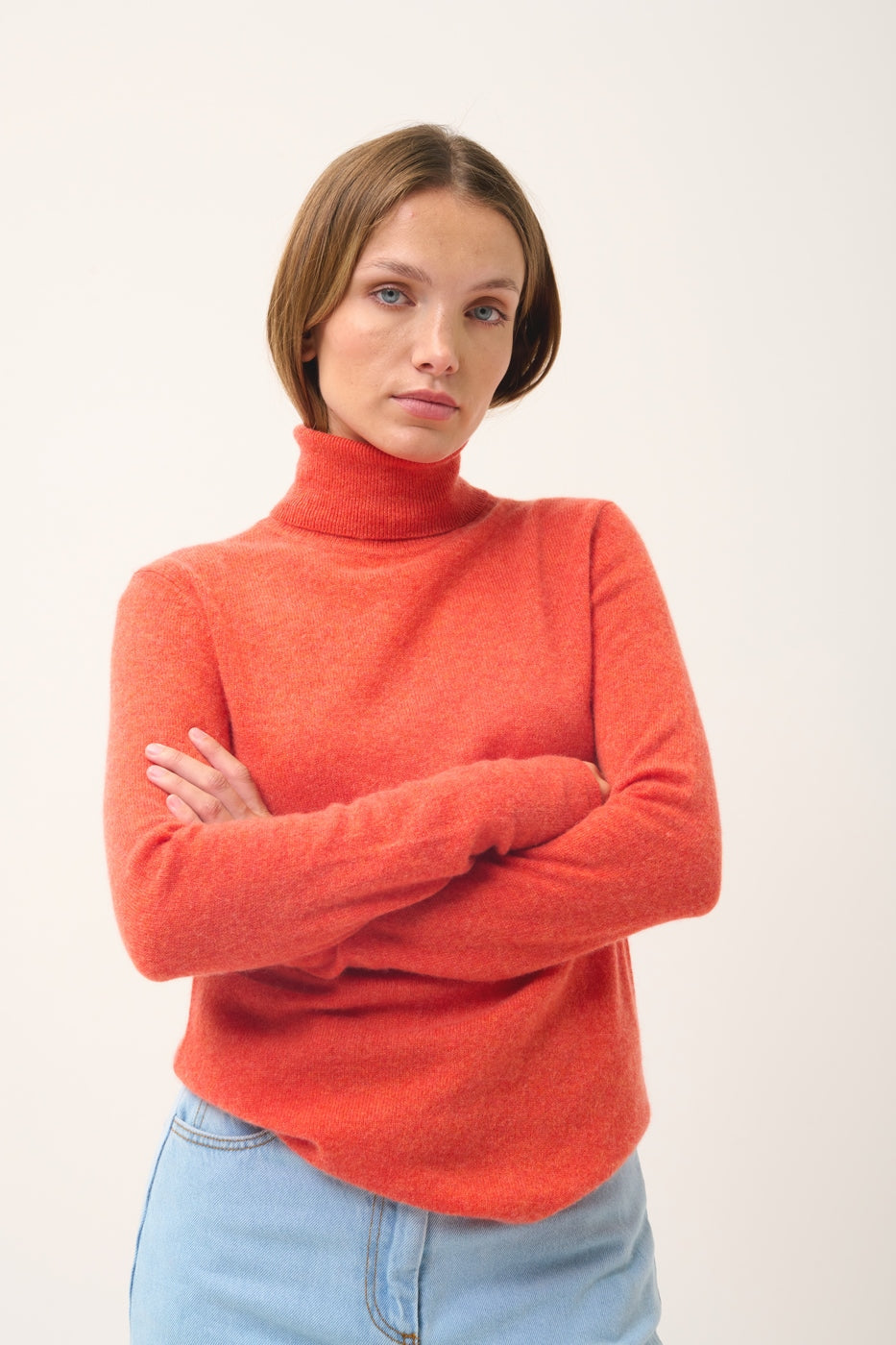 Pull Col Roulé - Ava - Orange Chiné