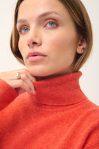 Pull Col Roulé - Ava - Orange Chiné