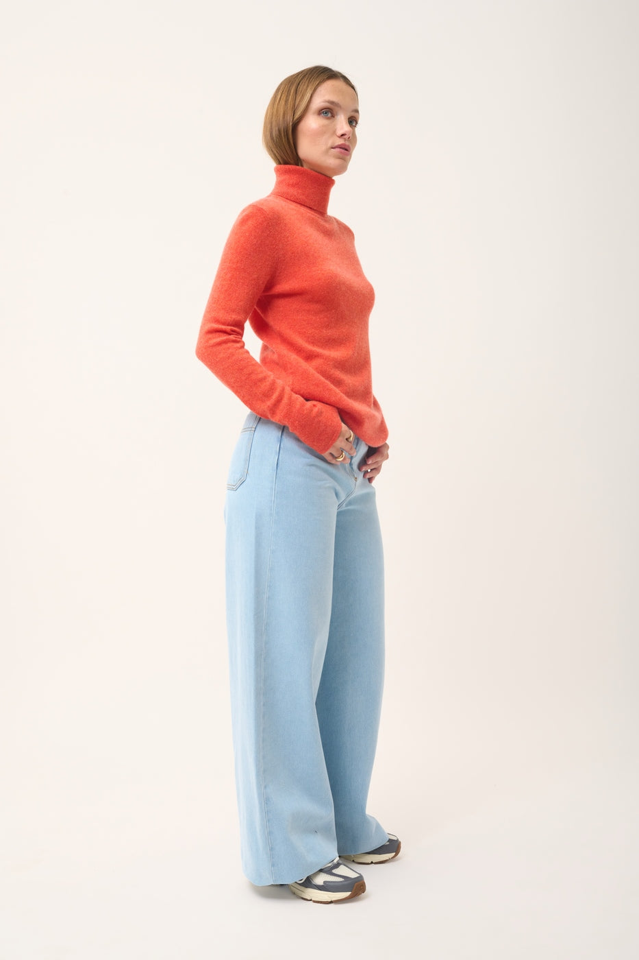 Pull Col Roulé - Ava - Orange Chiné