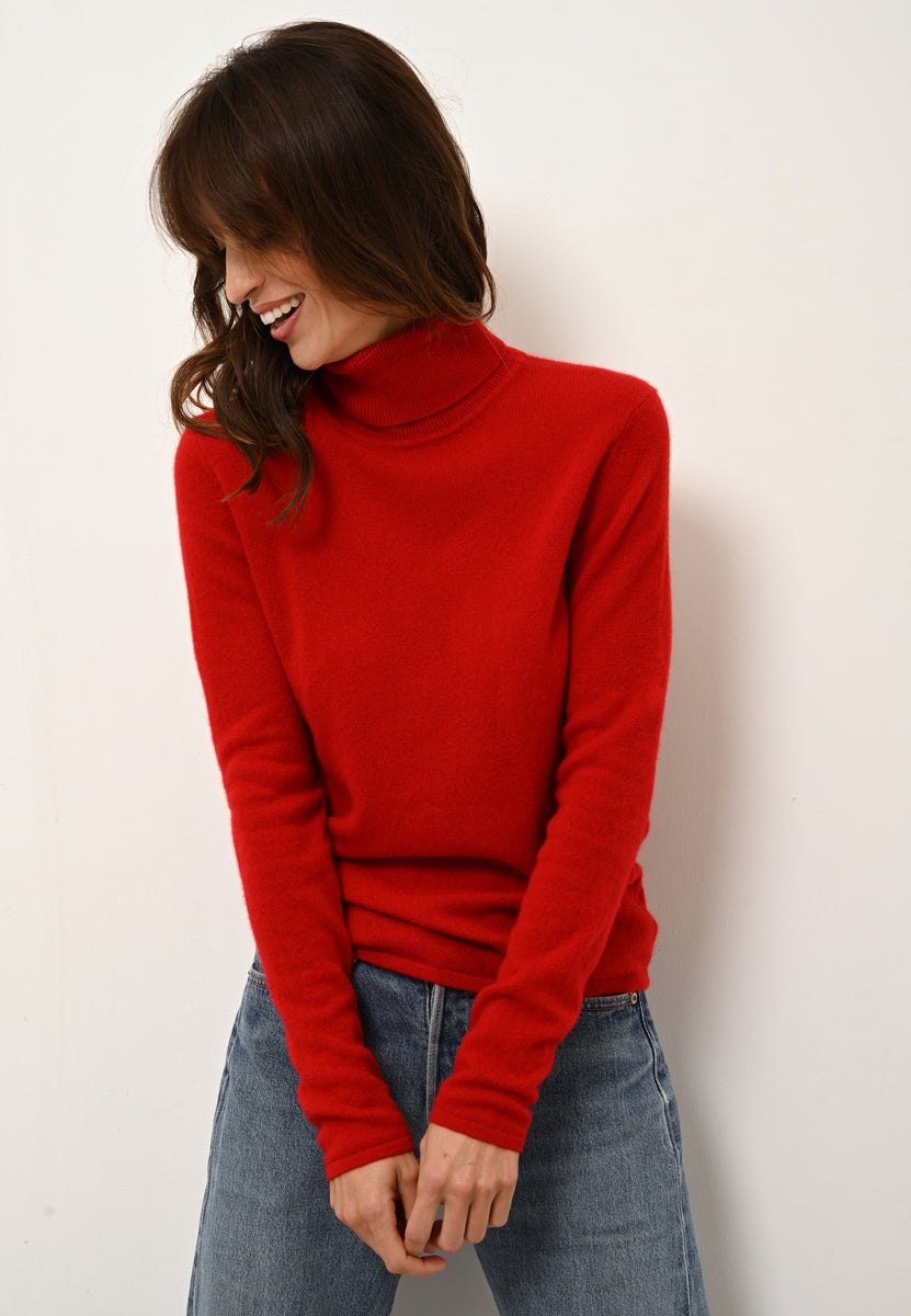 Just Cashmere - Jersey Cuello Vuelto - Ava - Rojo
