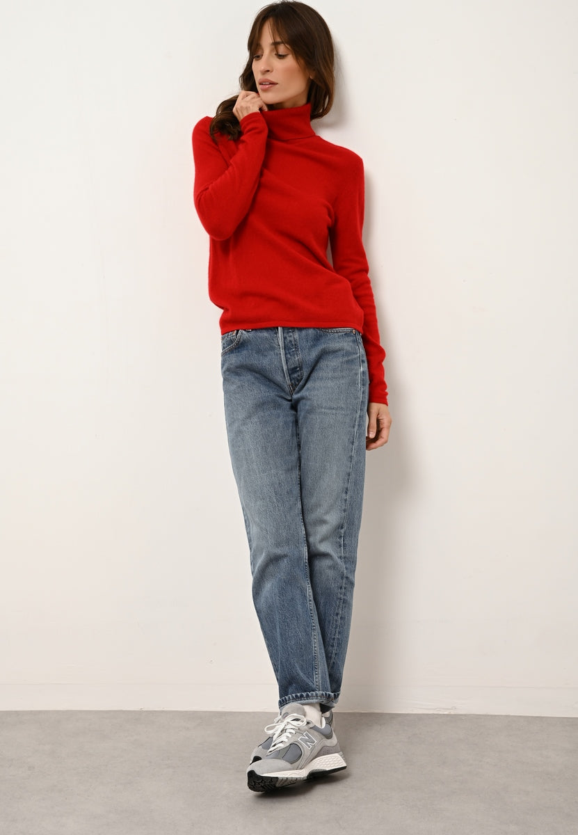 Just Cashmere - Jersey Cuello Vuelto - Ava - Rojo