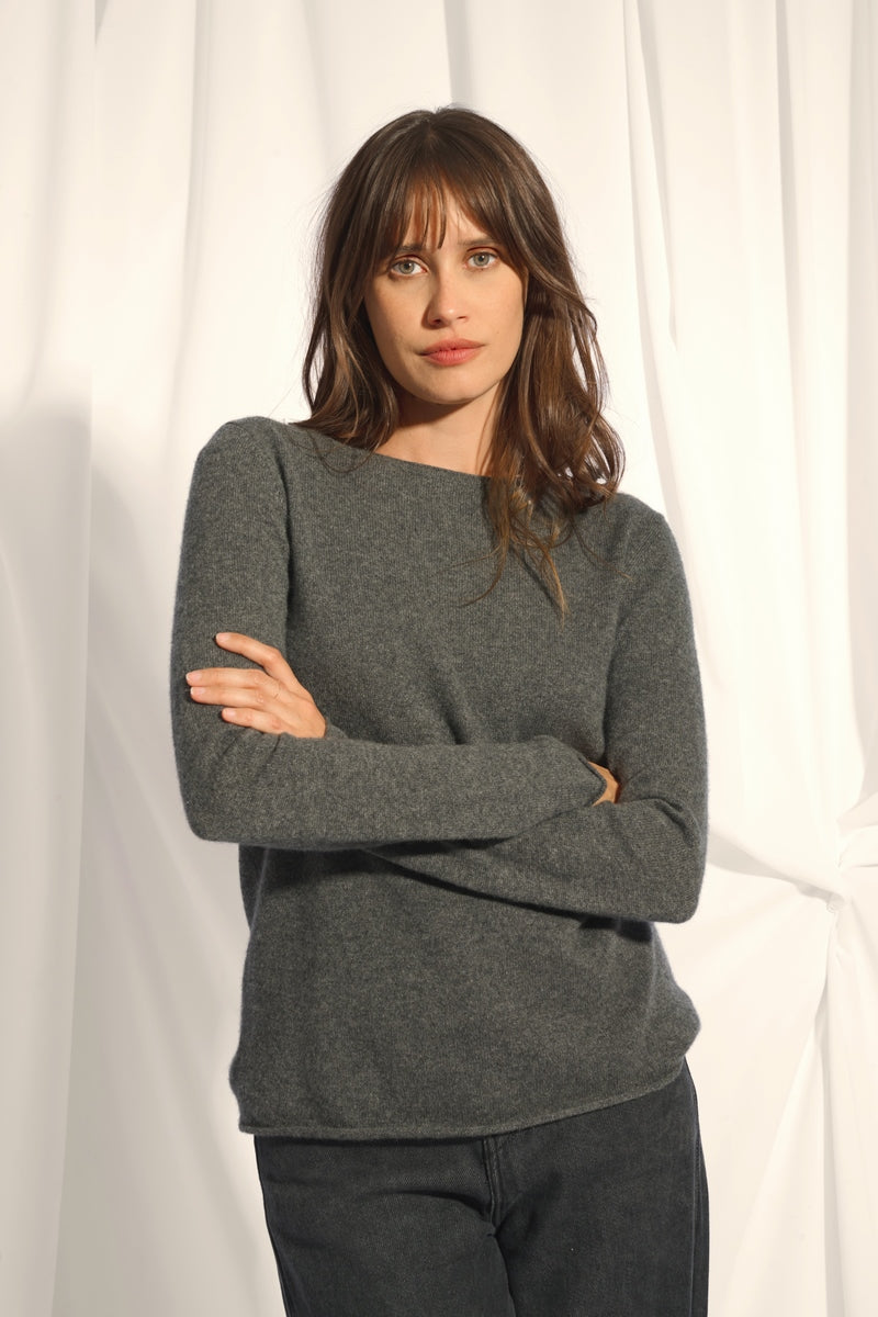 Pull Col Bateau - Grace - Anthracite Chiné