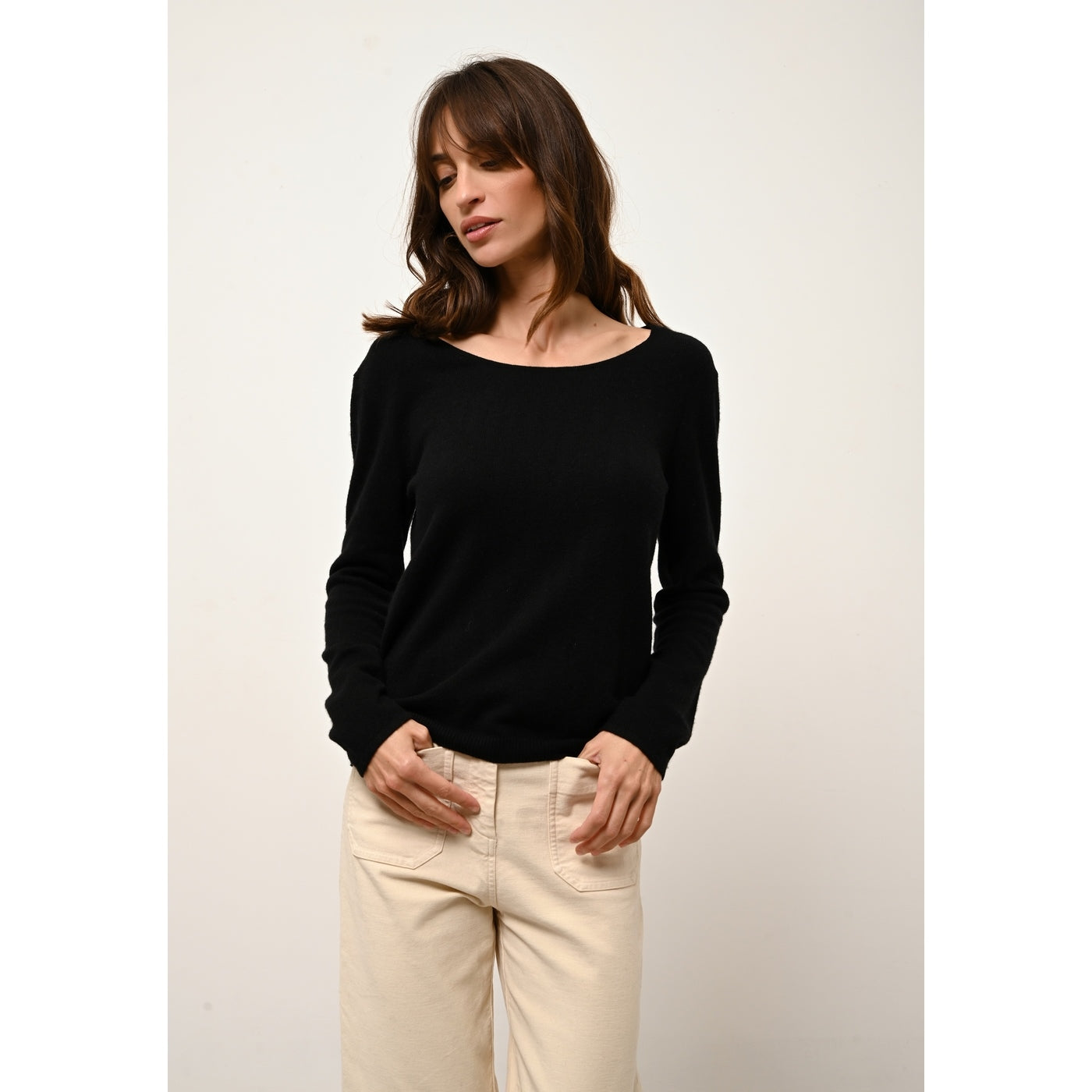 Jersey Cuello Barco - Fiona - Negro