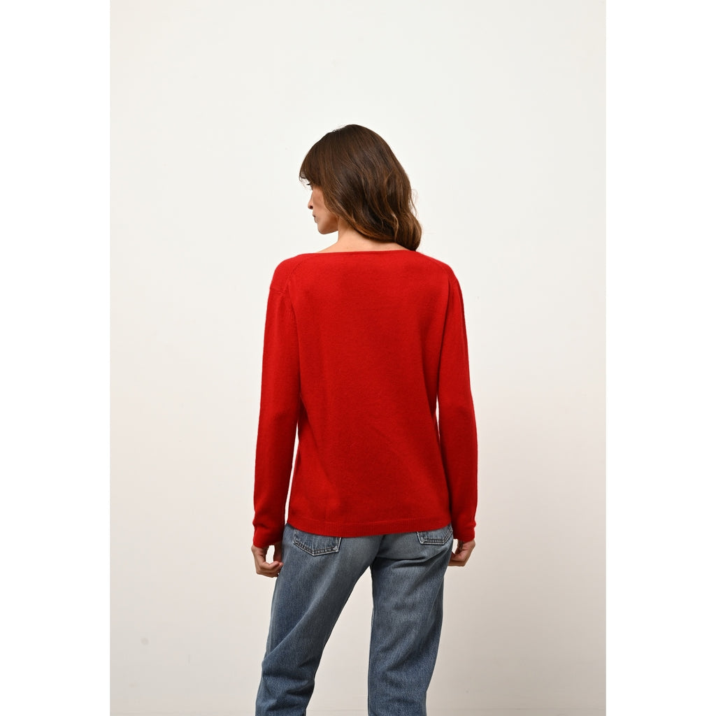 Boat-Neck Jumper - Fiona - Red