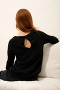 Jersey Cuello Barco Espalda Gota - Abigail - Negro