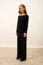 Jersey Cuello Barco Espalda Gota - Abigail - Negro
