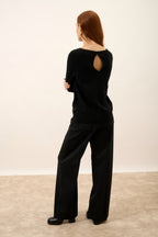 Jersey Cuello Barco Espalda Gota - Abigail - Negro