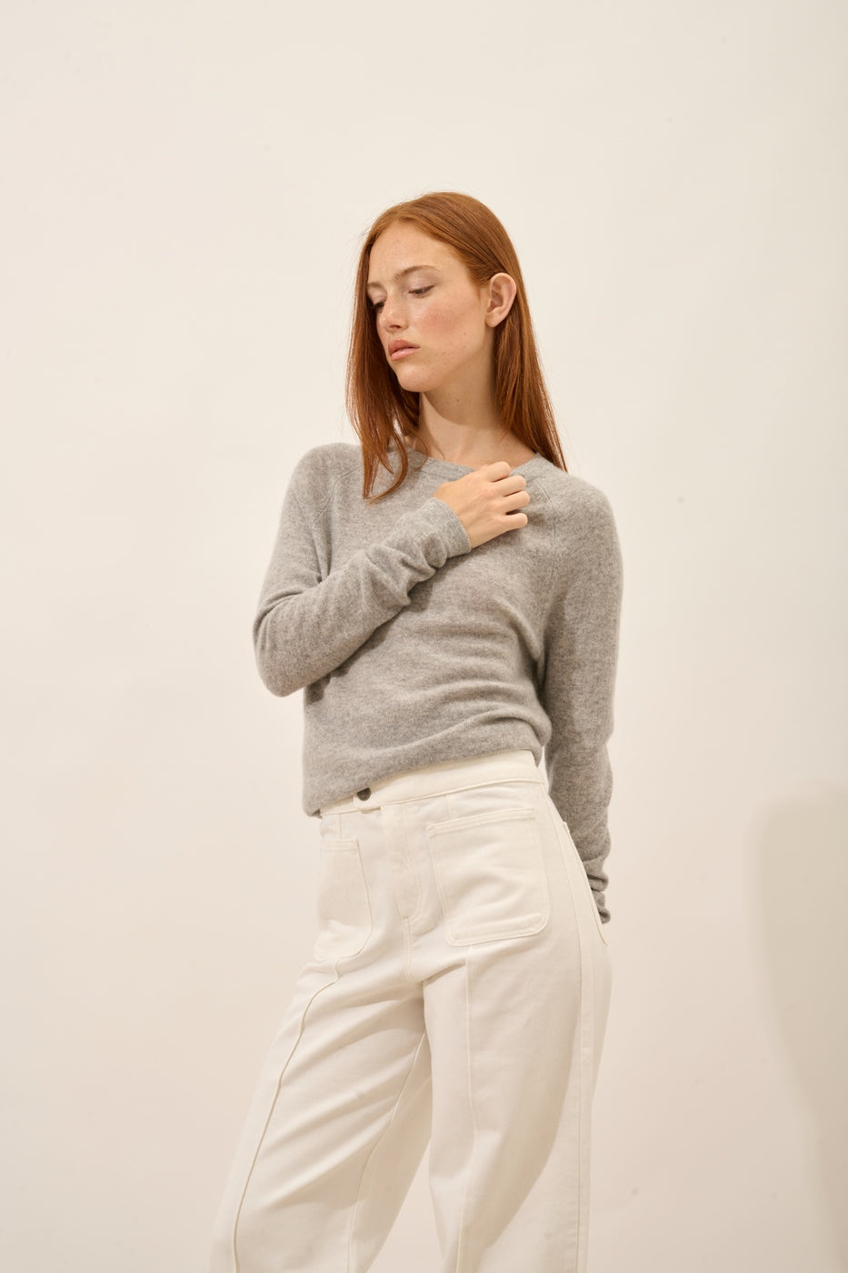 Round Neck Jumper - Jane - Cloud Marl