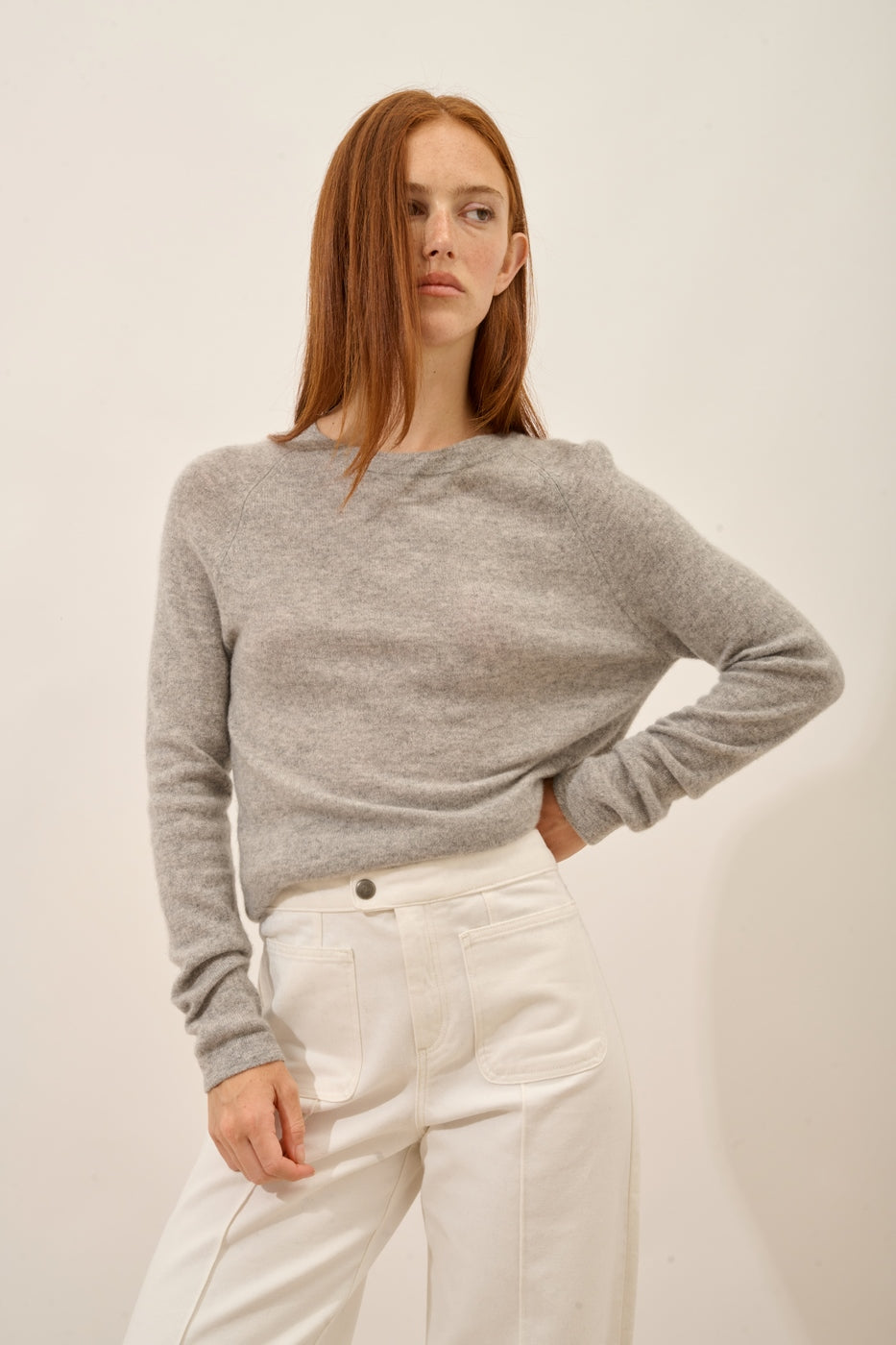 Round Neck Jumper - Jane - Cloud Marl