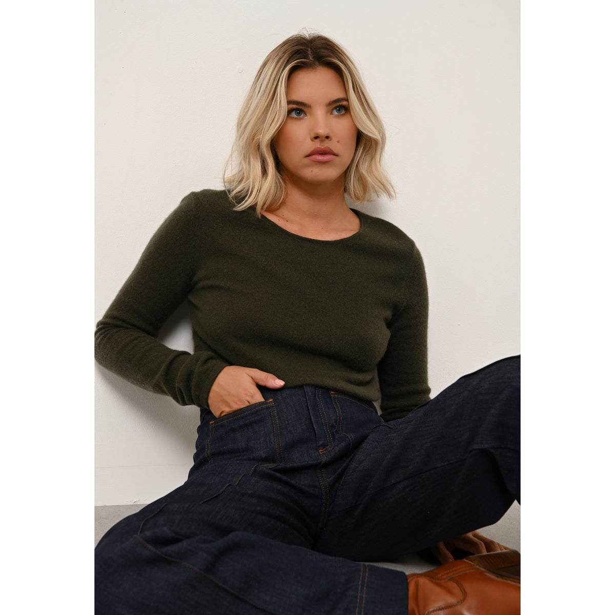 Vivian Crew-Neck Jumper - Khaki