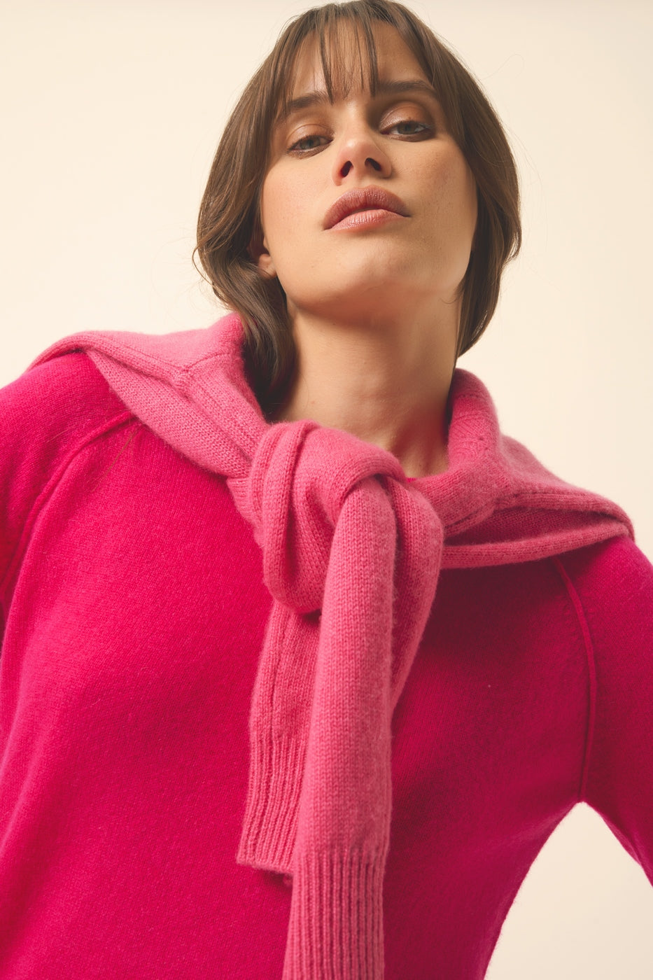 Round Neck Sweater - Helen - Fuchsia