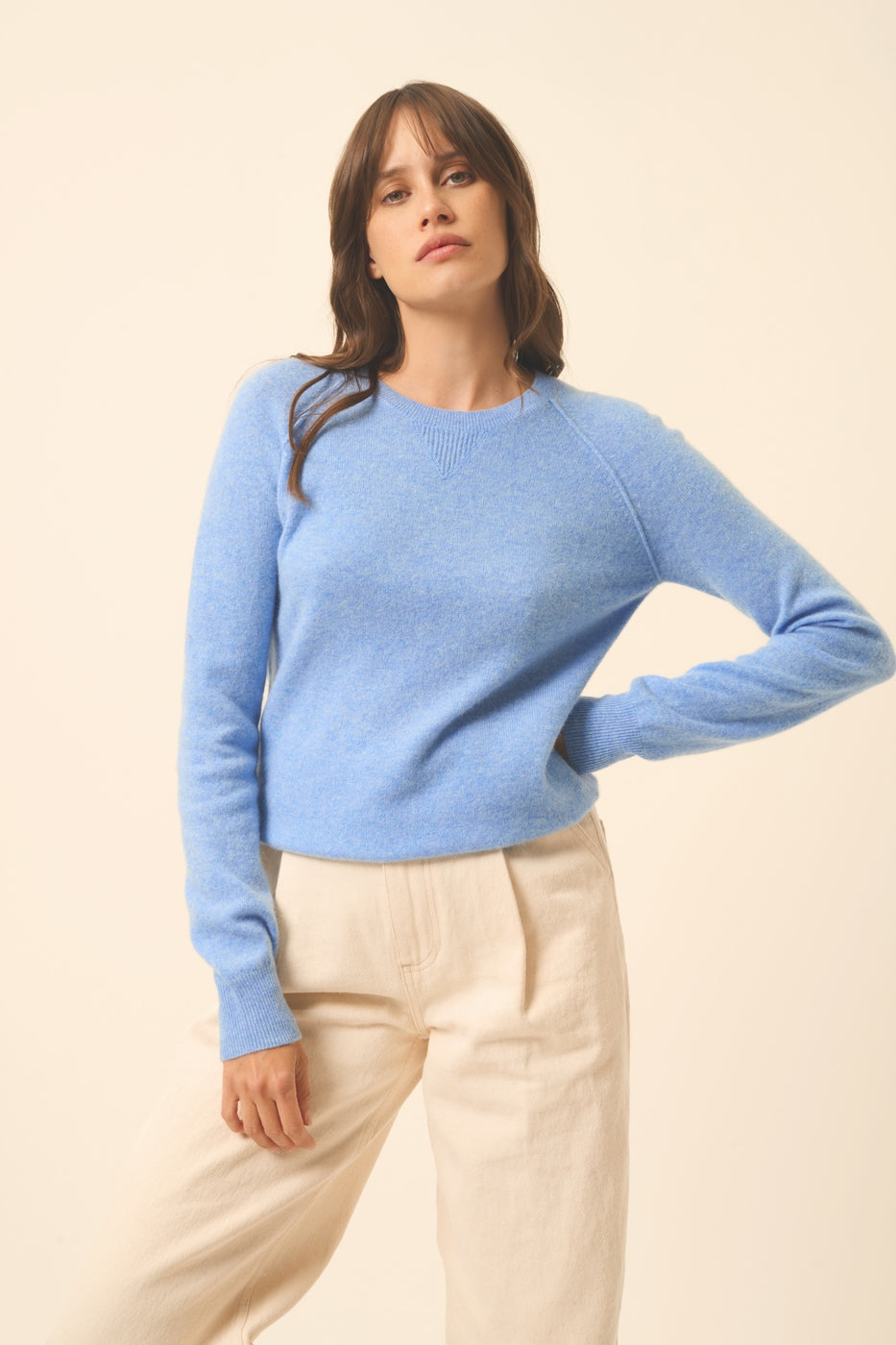 Round Neck Jumper - Helen - Sky