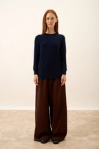Pull Col Rond Boutonné Dos - Janice - Navy