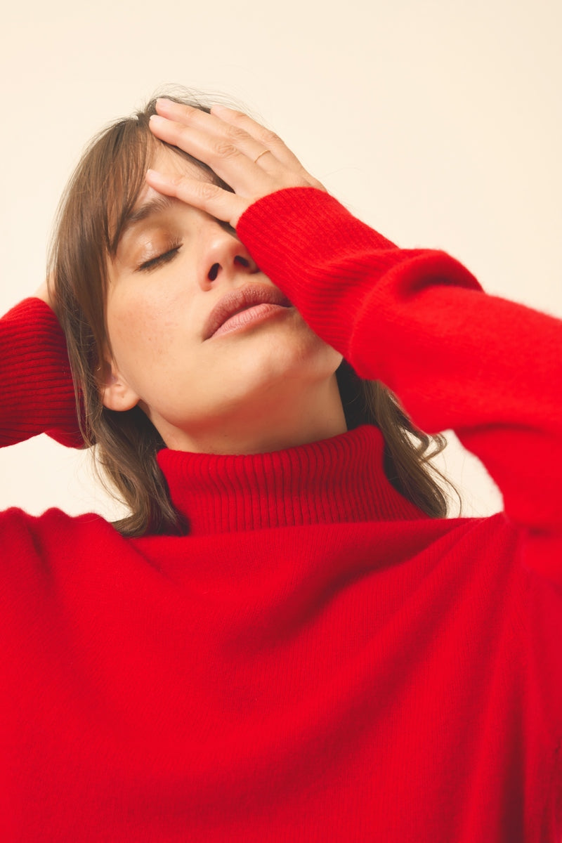 Roll-Neck Jumper - Lexie - Red