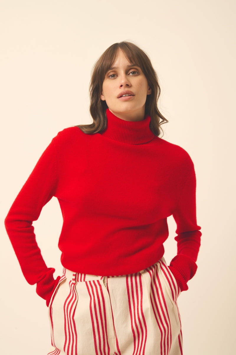 Roll-Neck Jumper - Lexie - Red