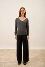 V-Neck Jumper - Joan - Mottled Anthracite