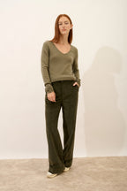 V-neck Jumper - Joan - Army Green