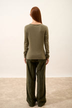V-neck Jumper - Joan - Army Green