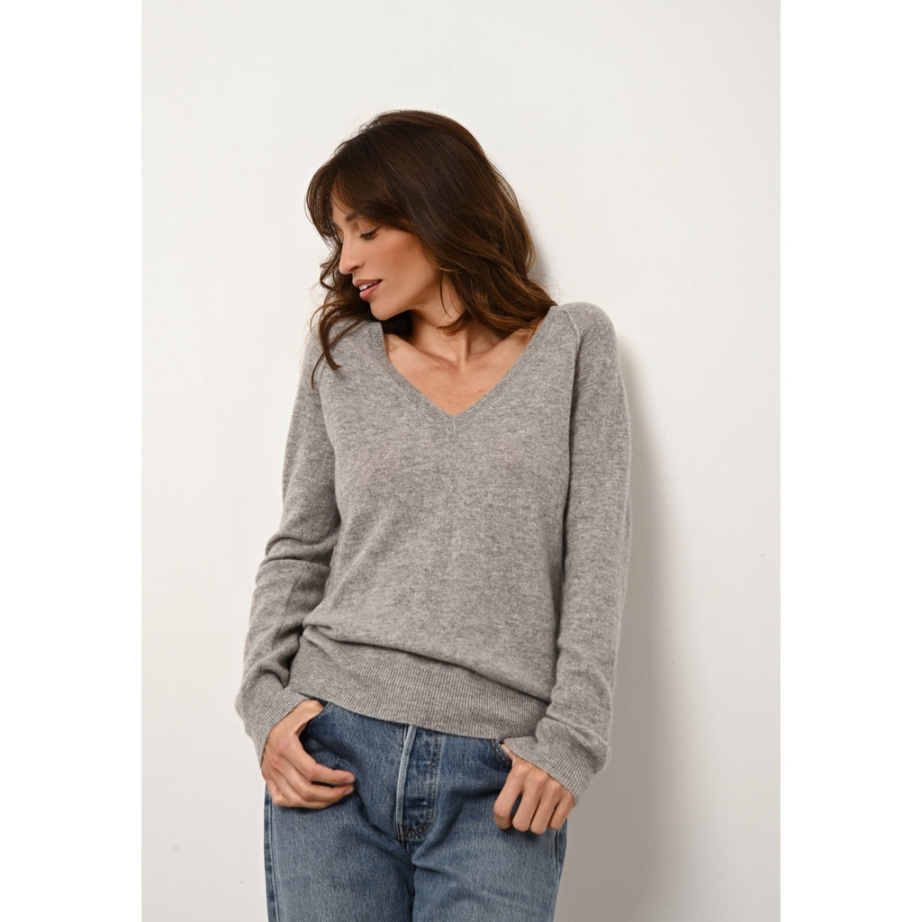 V-neck Jumper - Phoebe - Mottled Cloud