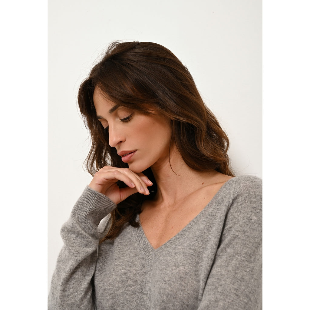V-neck Jumper - Phoebe - Mottled Cloud
