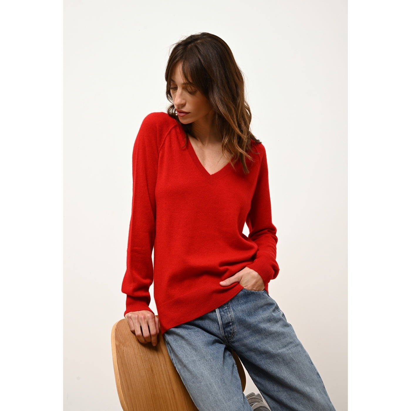V-Neck Jumper - Phoebe - Red