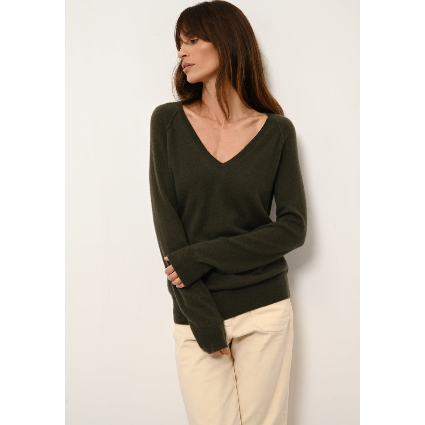 V-neck Jumper - Phoebe - Khaki