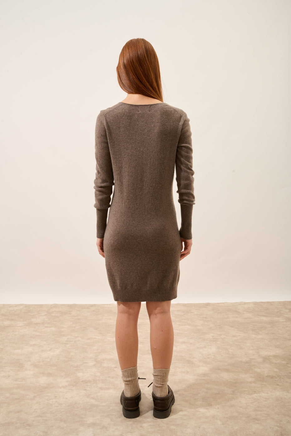 Robe Col V - Tracy - Taupe Chiné