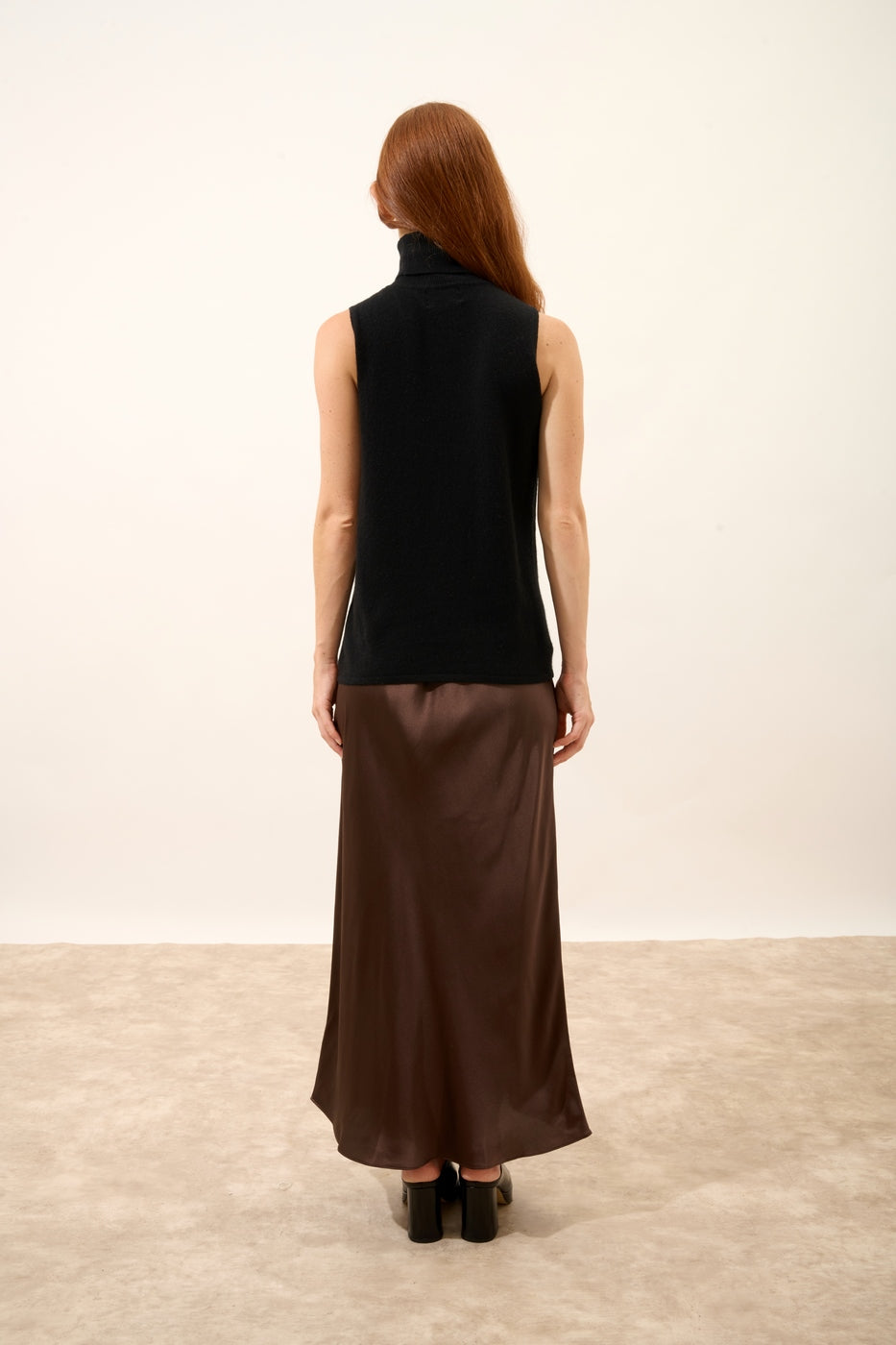 Jersey de Cuello Vuelto Sin Mangas - Violet - Noir