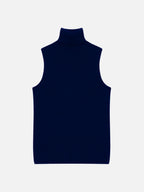 Pull Col Roulé Sans Manches - Violet - Navy
