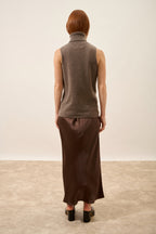 Sleeveless Roll-Neck Jumper - Violet - Mottled Taupe