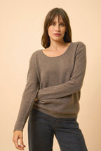 Boat Neck Sweater - Fiona - Mottled Taupe