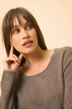 Boat Neck Sweater - Fiona - Mottled Taupe