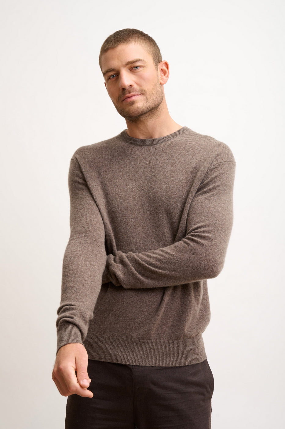 Pull Col Rond - Howard - Taupe Chiné
