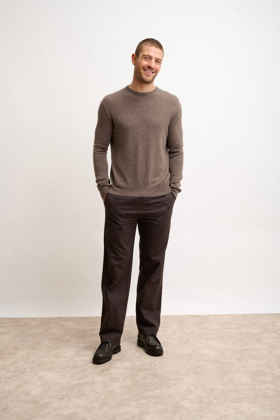Pull Col Rond - Howard - Taupe Chiné