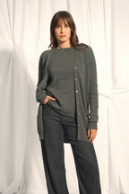 Cardigan Col V - Chelsea - Anthracite Chiné