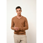 Maglione Con Scollo A V Walt - 100% Cashmere 2 Fili - Nocciola - Uomo