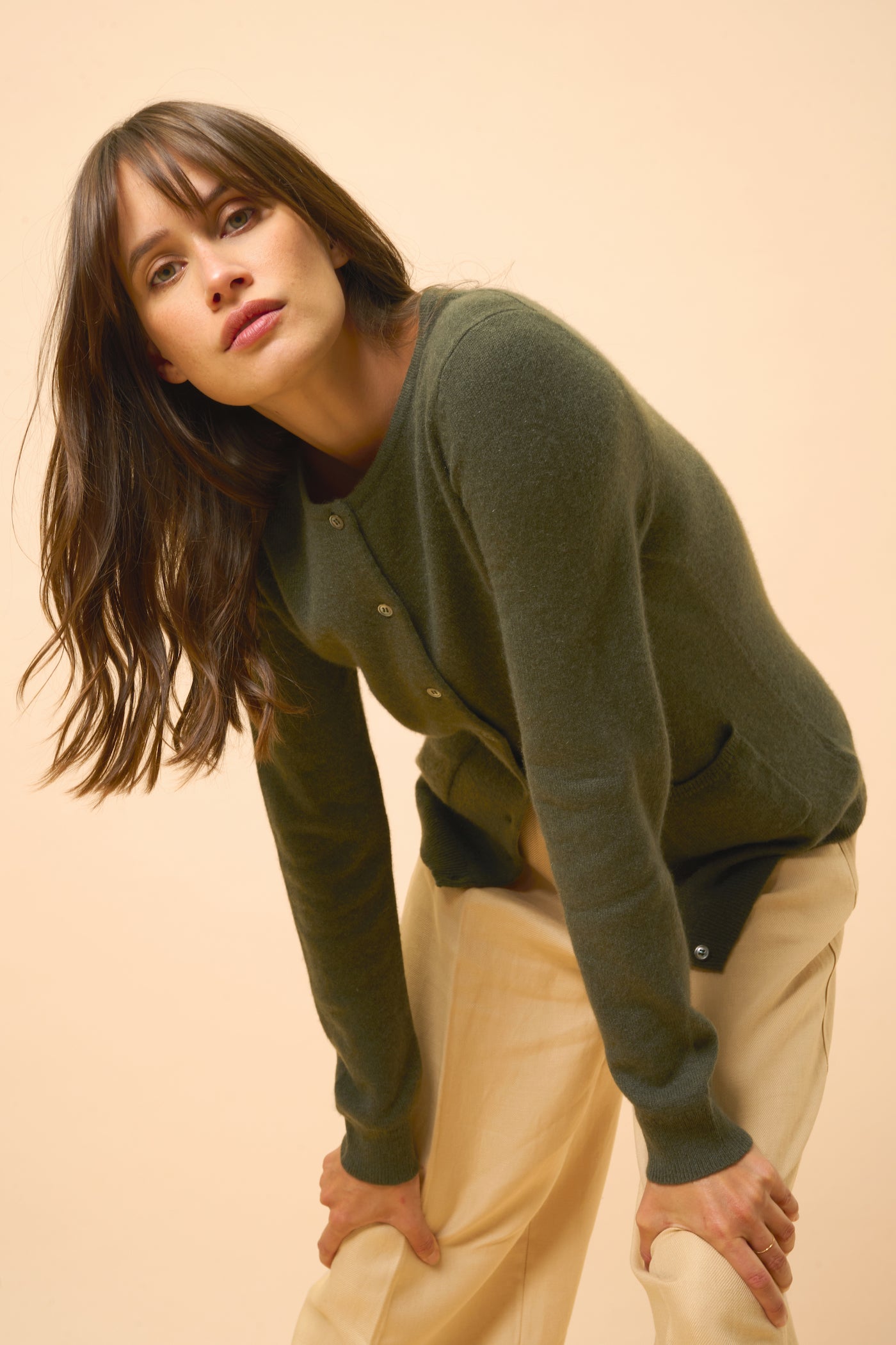 Cardigan Col Rond - Katharine - Kaki