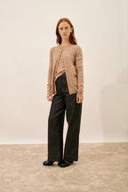 Cárdigan Cuello Redondo - Katharine - Camel Jaspeado